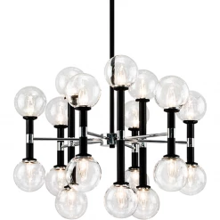 Matteo Lighting Stellar 18-Light Pendant | Black/Clear Glass