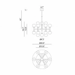 Matteo Lighting Stellar 18-Light Pendant | Aged Gold/Opal Glass Medium