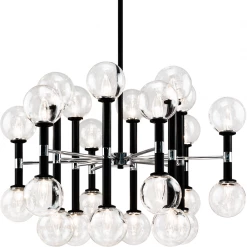 Matteo Lighting Stellar 24-Light Pendant | Black/Clear Glass