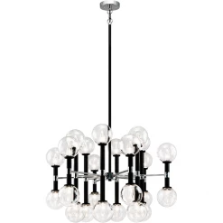 Matteo Lighting Stellar 24-Light Pendant | Black/Clear Glass