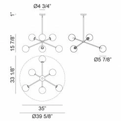 Matteo Lighting Novo 6-Light Pendant | Gold/Opal