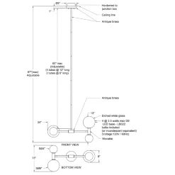 Renwil Linear Luisana Pendant | Antique Brass