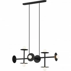 Generation Lighting Nodes 8-Light Linear Chandelier | Midnight Black Pendants