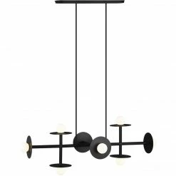 Generation Lighting Nodes 8-Light Linear Chandelier | Midnight Black Pendants