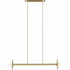 Generation Lighting Nodes 2-Light Linear Chandelier | Burnished Brass