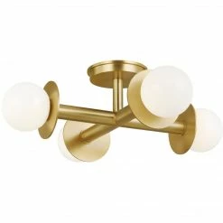 Generation Lighting Nodes 4-Light Flush Mount | Burnished Brass Flush Mounts