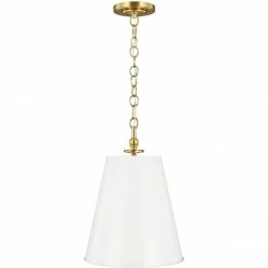 Generation Lighting Capri Tall Pendant | Burnished Brass/Antique White