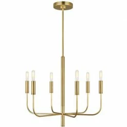 Generation Lighting Brianna 6-Light Chandelier | Burnished Brass Pendants