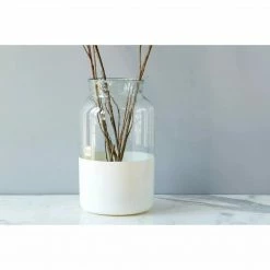 ETU HOME Vases White Colorblock Vase | Medium