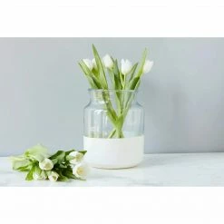 ETU HOME Vases White Colorblock Vase | Small