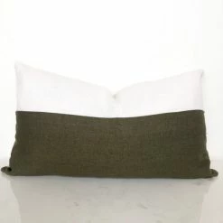 Stitched By Grace Decor Desmond Lumbar | Forest Green/White