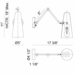 Matteo Lighting Wall Sconces Blink Arm Wall Sconce - Large | Black