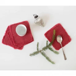 Linen Tales Linen Coasters | Red Pear (Set Of 4)