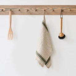 Linen Tales Linen Kitchen Towel | Vintage Green Stripe