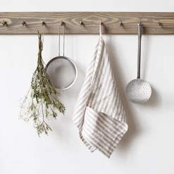 Linen Tales Linen Kitchen Towel | Natural Stripe Tableware