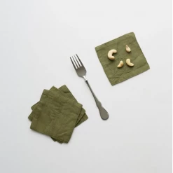 Linen Tales Tableware Linen Coasters | Martini Olive (Set Of 4)