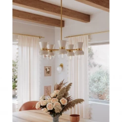 HVL - Mitzi Gillian Pendant | Brass/Ceramic Gloss Cream