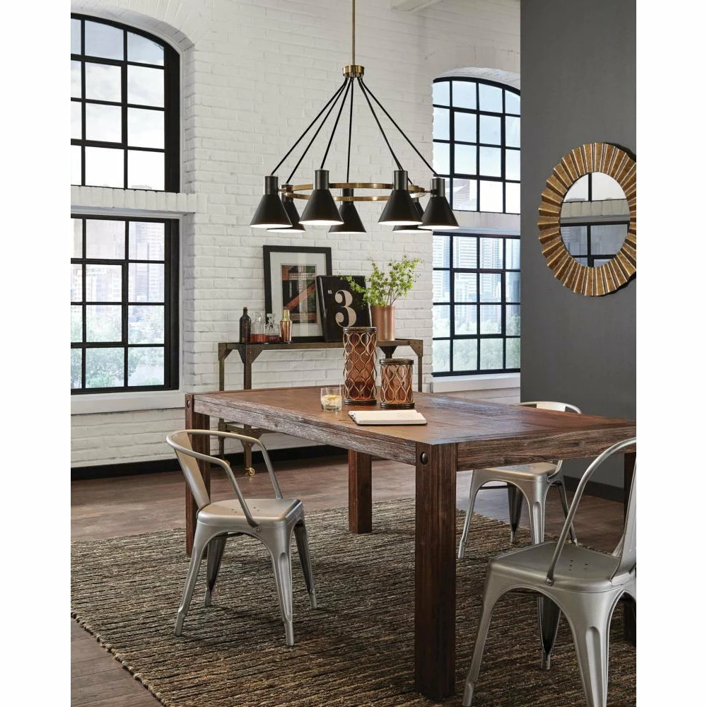 Generation Lighting Towner 7-Light Chandelier | Satin Bronze/Black Pendants