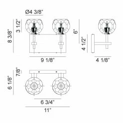 Matteo Lighting Rosa 2-Light Wall Sconce | Matte Black