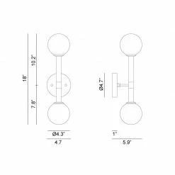 Matteo Lighting Stellar 2-Light 18" Wall Sconce | Black/Clear Wall Sconces