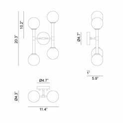 Matteo Lighting Stellar 4-Light Wall Sconce | Aged Gold/Clear
