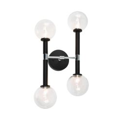 Matteo Lighting Stellar 4-Light Wall Sconce | Black/Clear Wall Sconces