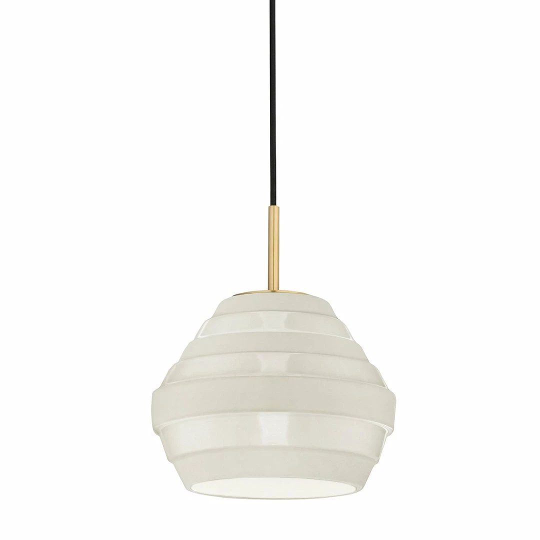 HVL - Hudson Valley Lighting Calvin Pendant | Aged Brass/ Soft Off White