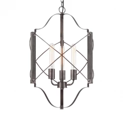 Matteo Lighting Asher 16.5" Mod Pendant | Rusty Steel And Wood Grain Finish
