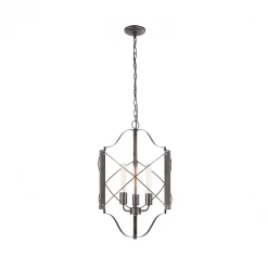 Matteo Lighting Asher 16.5" Mod Pendant | Rusty Steel And Wood Grain Finish