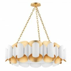 Hudson Valley Pendants Banks Chandelier | Gold Leaf/White