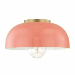 HVL - Mitzi Lighting Avery Semi Flush | Aged Brass/Pink