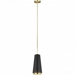 Generation Lighting Carter 1-Light Pendant - Tall | Midnight Black
