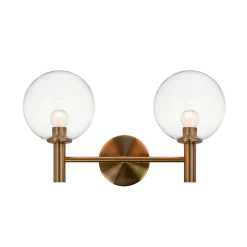 Matteo Lighting Cosmo 2-Light Wall Sconce | Aged Gold/Clear