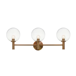 Matteo Lighting Cosmo 3-Light Vanity | Gold Brass/Clear