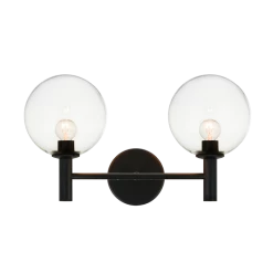 Matteo Lighting Cosmo 2-Light Wall Sconce | Black/Clear
