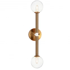 Matteo Lighting Stellar 2-Light 24" Wall Sconce | Aged Gold/ Clear
