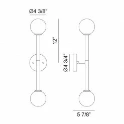 Matteo Lighting Stellar 2-Light 24" Wall Sconce | Black/Clear