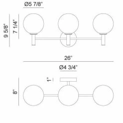 Matteo Lighting Cosmo 3-Light Vanity | Gold Brass/Clear