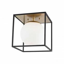 HVL - Mitzi Lighting Aira 1-Light 14" Flush Mount (Large) | Aged Brass/Black