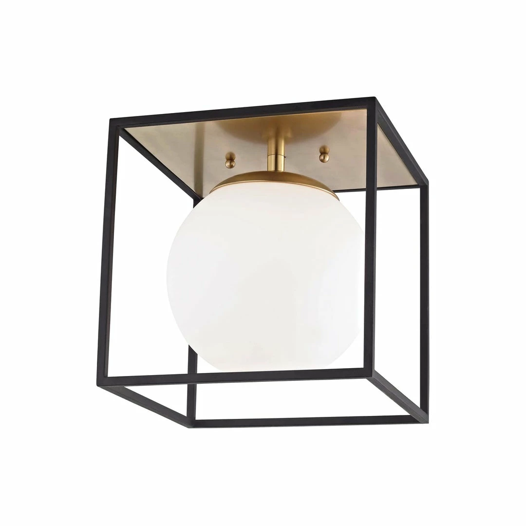 HVL - Mitzi Lighting Aira 1-Light 14" Flush Mount (Large) | Aged Brass/Black