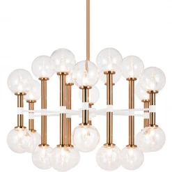 Matteo Lighting Stellar 18-Light Pendant | Aged Gold/Clear Glass Pendants