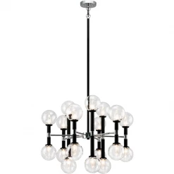 Matteo Lighting Stellar 18-Light Pendant | Black/Clear Glass