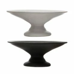 Creative COOP Stoneware Pedestal Bowls + Trays