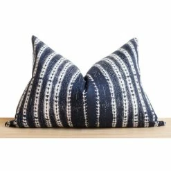 Stitched By Grace Decor David Lumbar | Navy/White